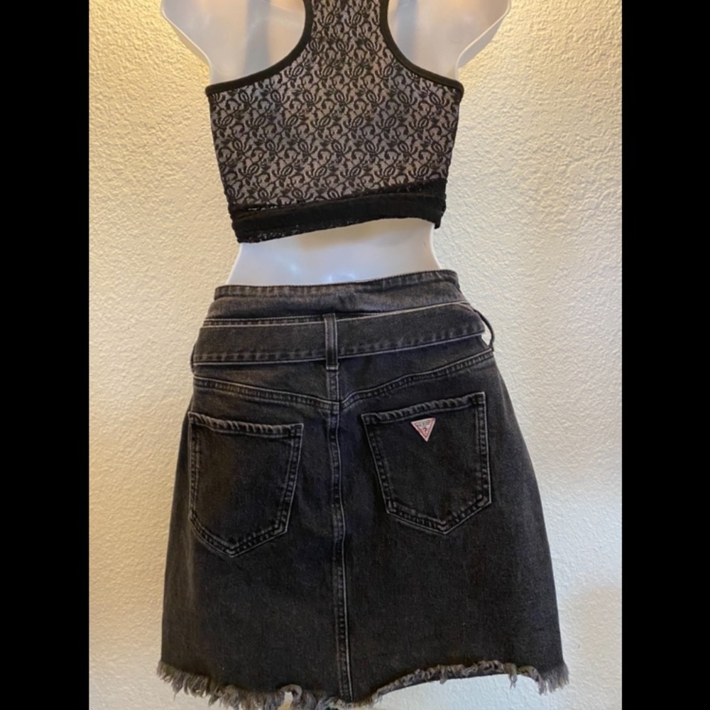 Vintage guess skirt, charcoal denim high waisted with belt